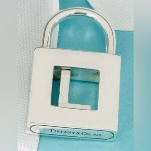 Tiffany & Co Sterling Silver Letter L Alphabet Initial Padlock Charm Pendant